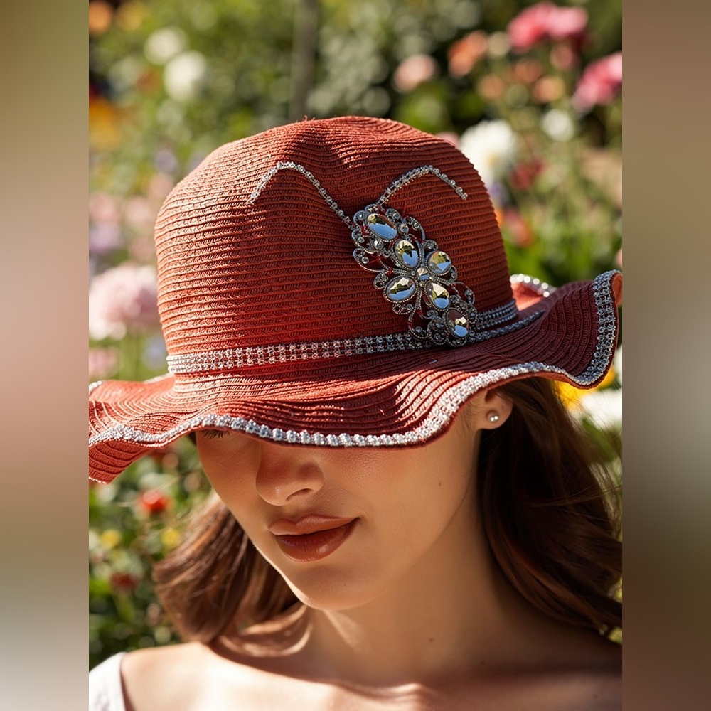 Something Special Red Paper Hat Embellished with rhinestones and fanfare.